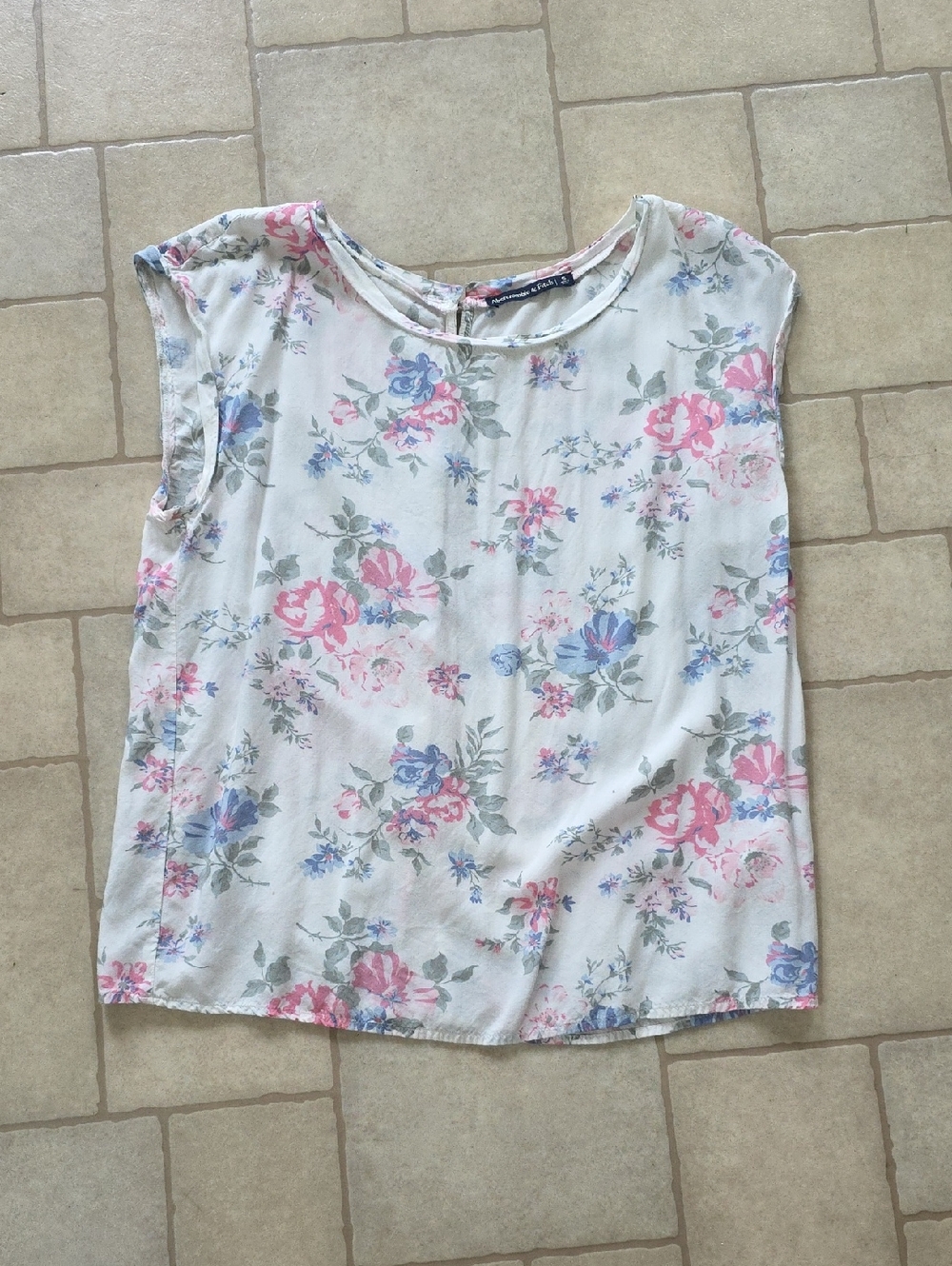 Abercrombie & Fitch Floral Cap-Sleeve Camisole - Pink, Blue & Cream